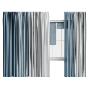 Шторы в пол с римской голубые