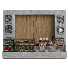 Кофейня с витриной с десертами и сладостями