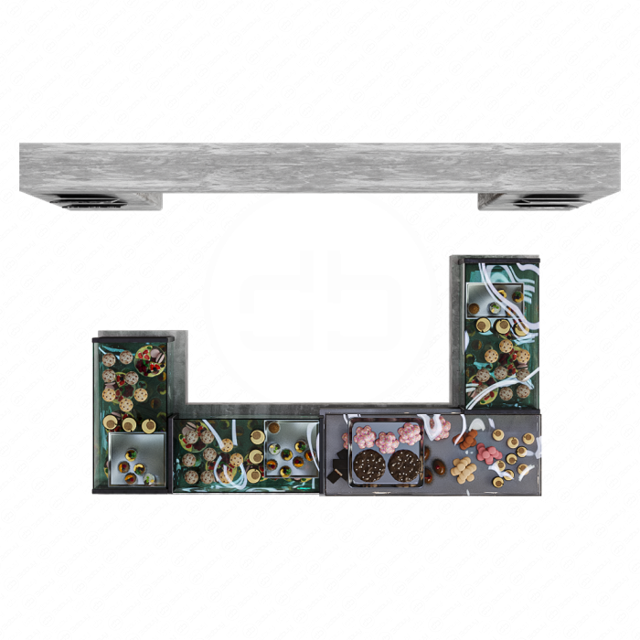 Кофейня с витриной с десертами и сладостями