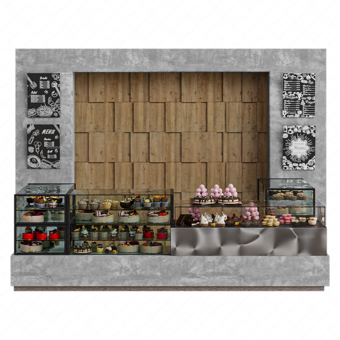 Кофейня с витриной с десертами и сладостями