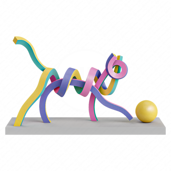 Скульптура кошки с мячом