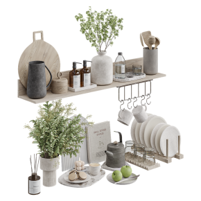 Decorative kitchen set with small vases