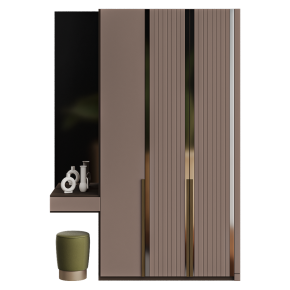 A composition for the hallway with a wardrobe and a pouf.
