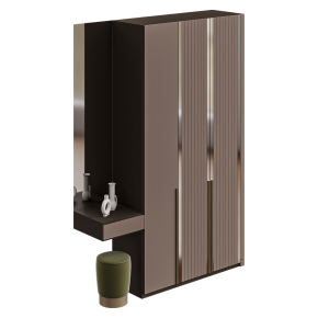 A composition for the hallway with a wardrobe and a pouf.