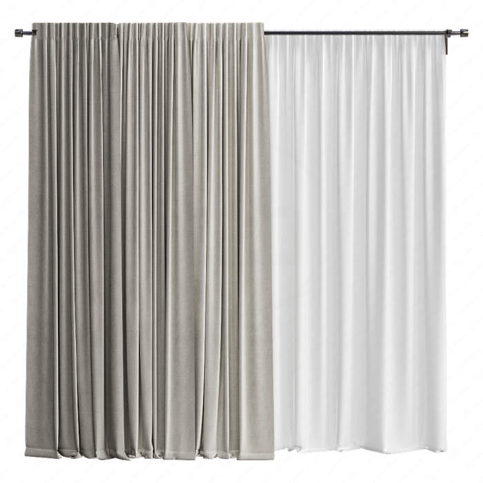 Шторы с тюлем в бежевых оттенках