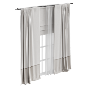 Шторы в пол двухцветные с римской бежевые