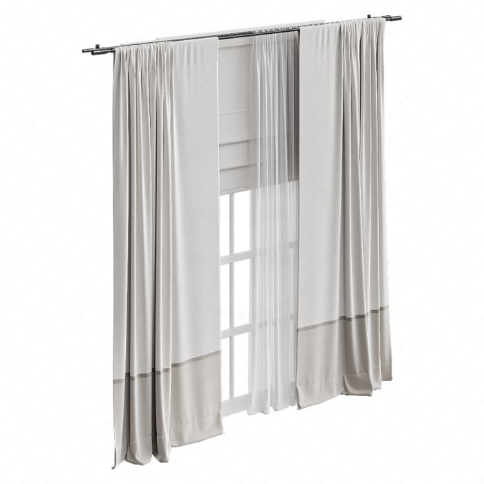 Шторы в пол двухцветные с римской бежевые