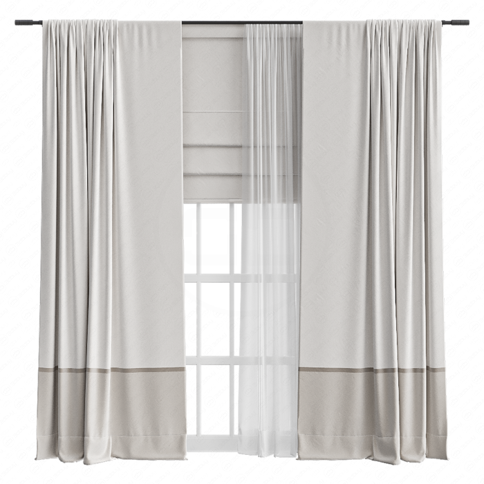 Шторы в пол двухцветные с римской бежевые