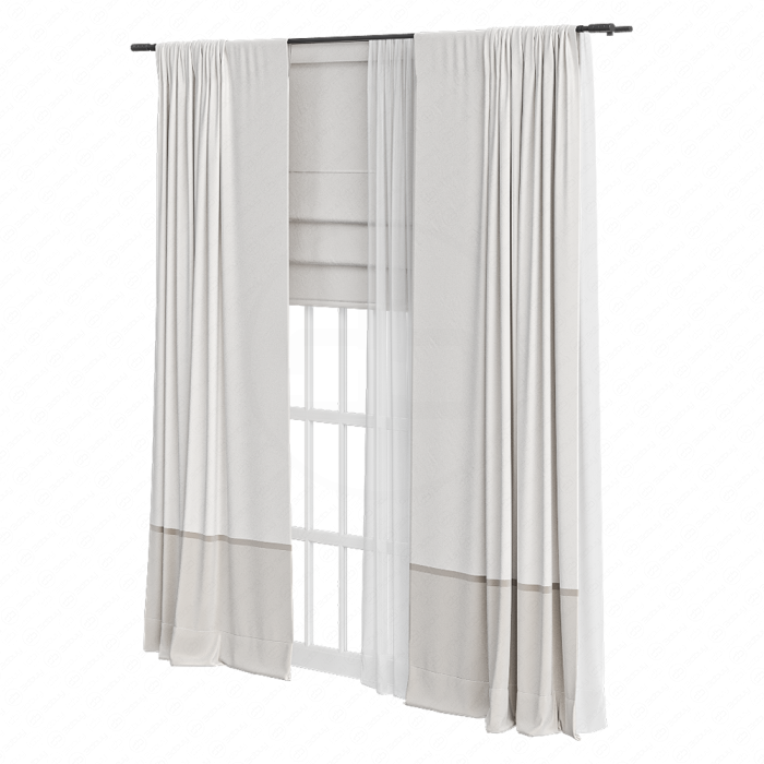 Шторы в пол двухцветные с римской бежевые