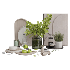 Dining room decor set with flowers.