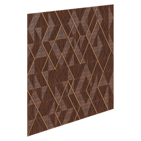 Wooden diamond-shaped panel with brass.