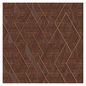Wooden diamond-shaped panel with brass.