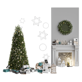 Новогодняя елка с камином №2