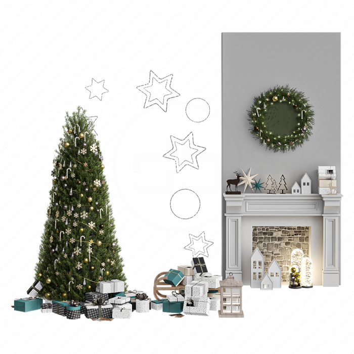 Новогодняя елка с камином №2 Новогодняя елка с камином №2