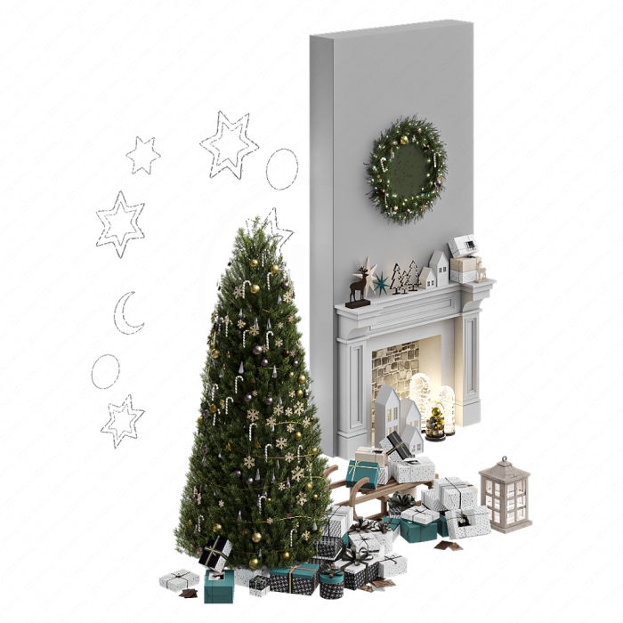 Новогодняя елка с камином №2 Новогодняя елка с камином №2