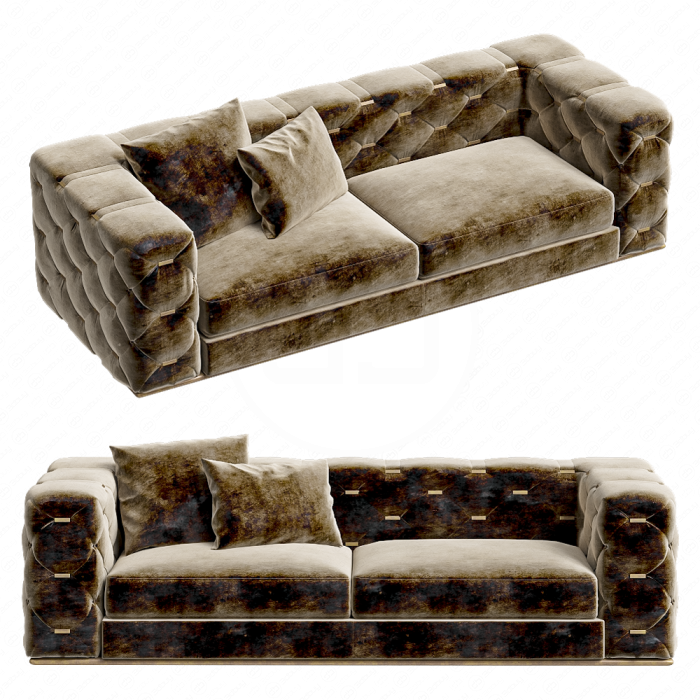 Диван Roberto Cavalli home стеганый золотом, коричневый