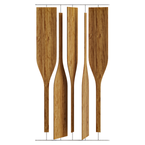 Sliding wooden partition on rails.