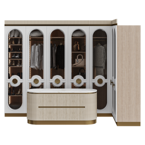 Corner walk-in wardrobe with an island No. 1
