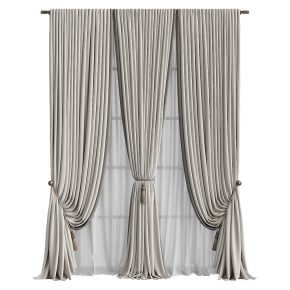 Шторы бежевые с подхватами