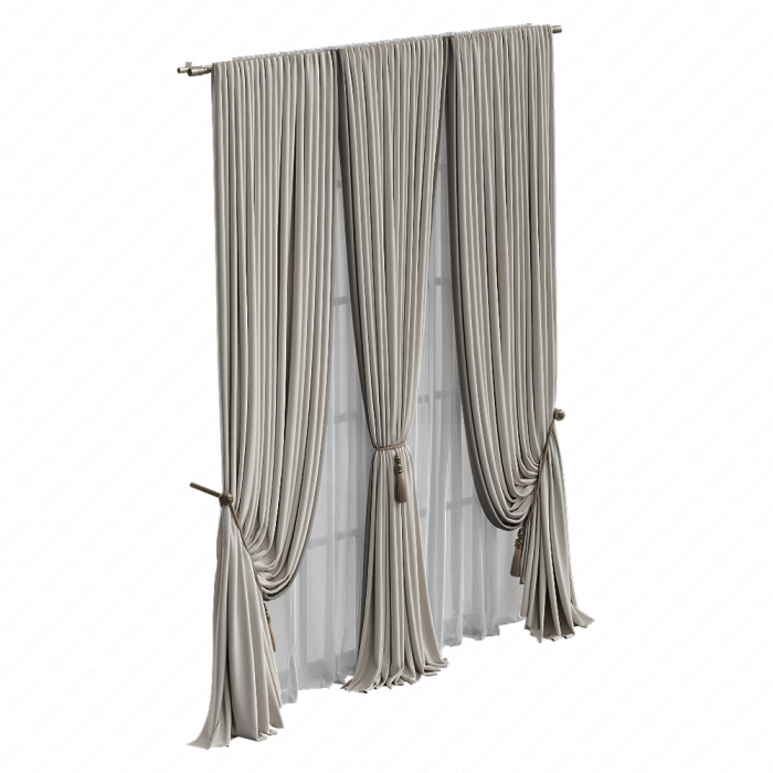 Шторы бежевые с подхватами