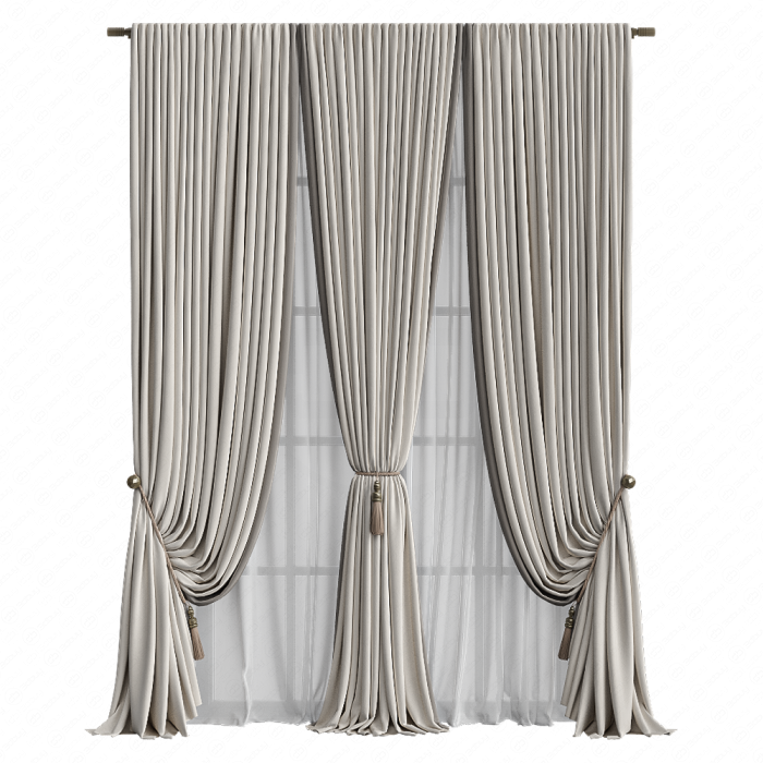 Шторы бежевые с подхватами