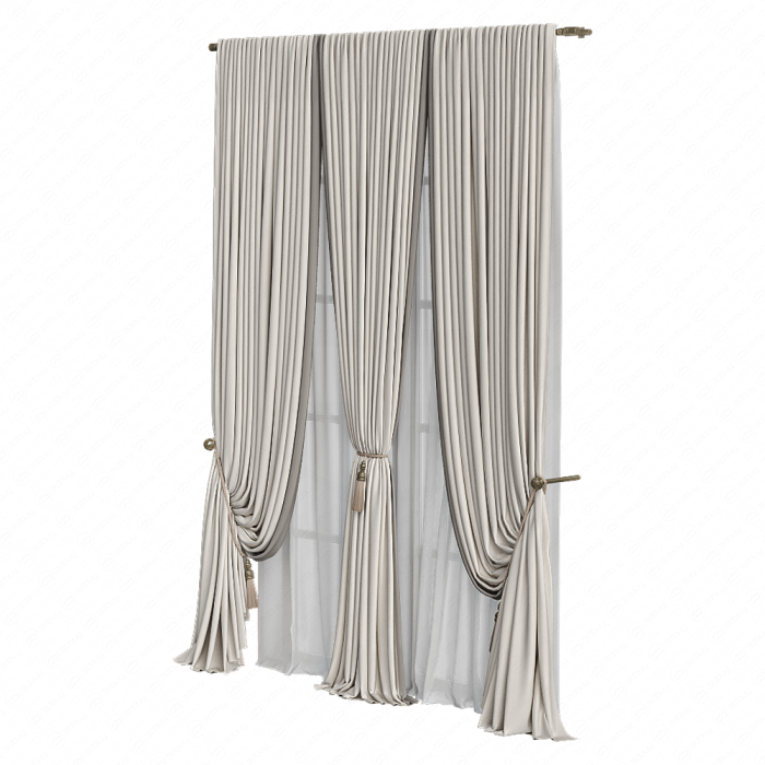 Шторы бежевые с подхватами