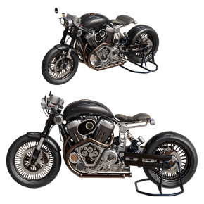 A custom motorcycle.