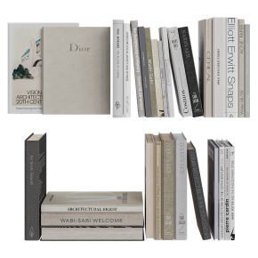 Набор детализированных книг в нежных тонах