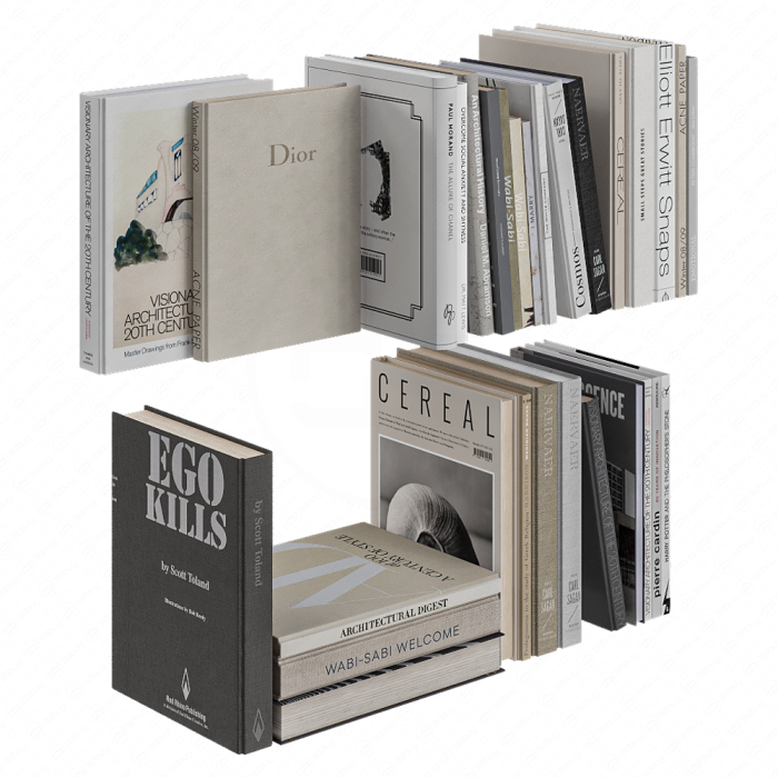 Набор детализированных книг в нежных тонах