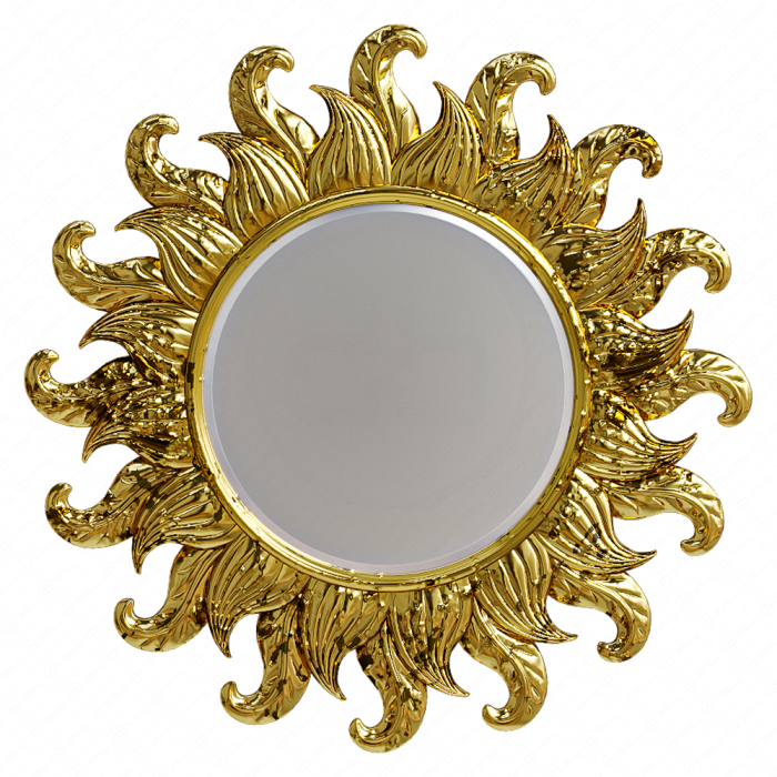 Зеркало круглое в раме с резьбой Sun Flower
