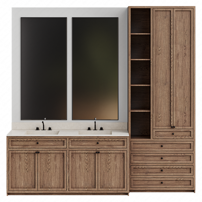 Дизайн ванной от Fauset с двумя раковинами