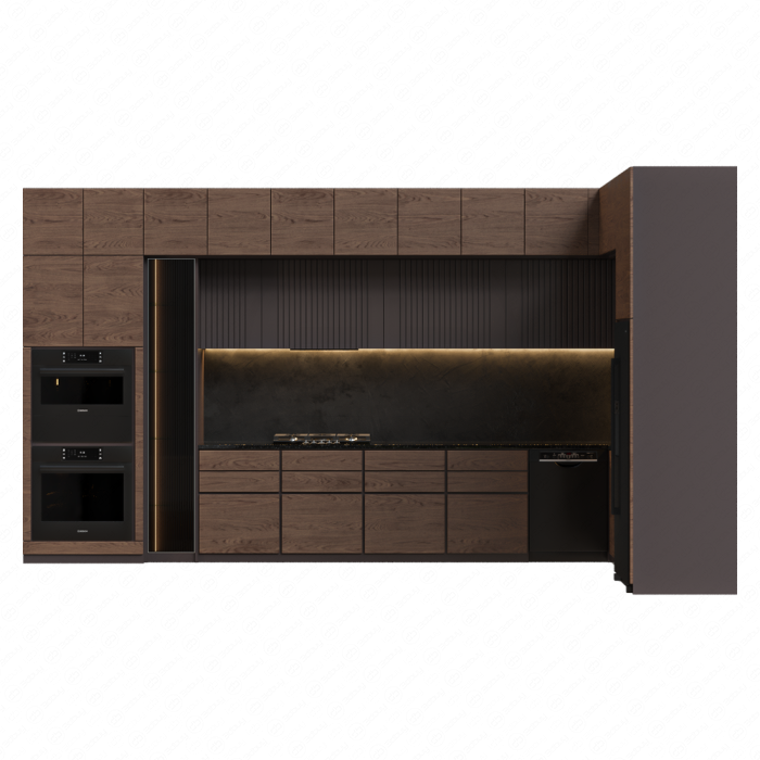 Тёмно-коричневая кухня