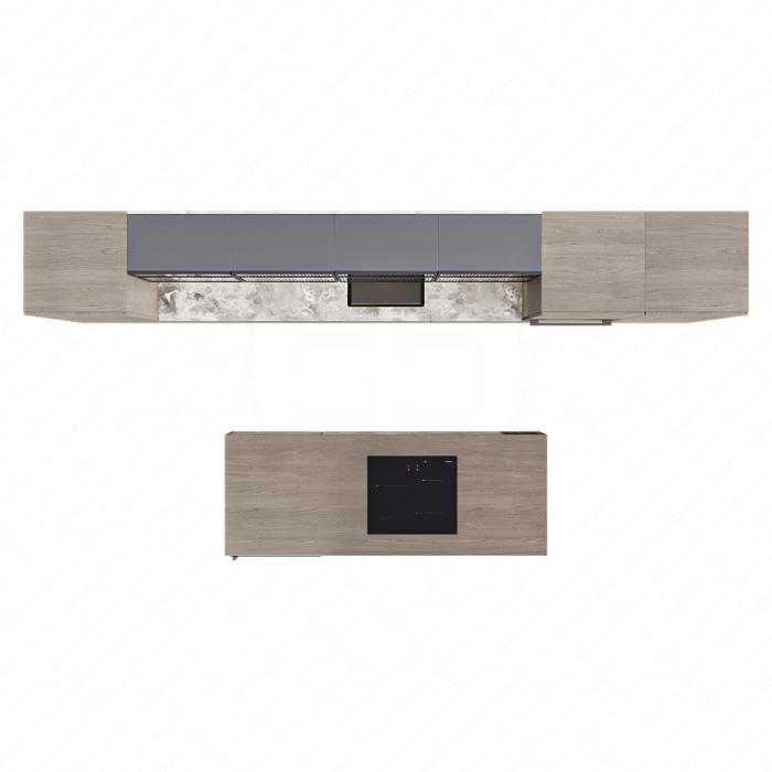 Кухня коричневая с элементами из мрамора Кухня коричневая с элементами из мрамора