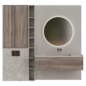 Bathroom furniture with a wall-mounted vanity unit.