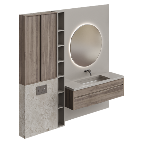 Bathroom furniture with a wall-mounted vanity unit.