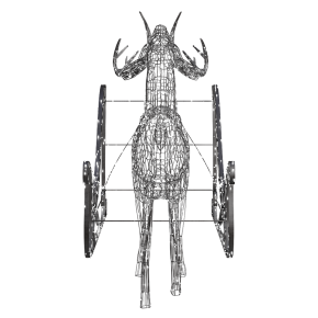 A light figure of a deer and a sleigh.