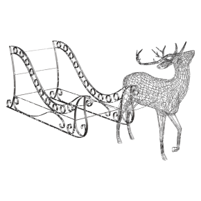 A light figure of a deer and a sleigh.