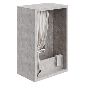 Bathroom curtains with accessories in a niche