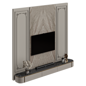 TV wall unit with scrollwork