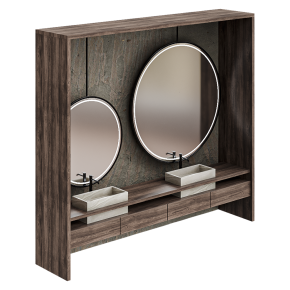 Two-sink bathroom design with mirrors