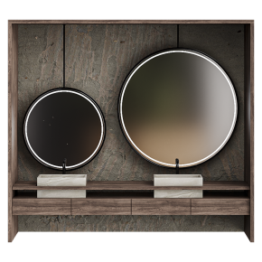 Two-sink bathroom design with mirrors