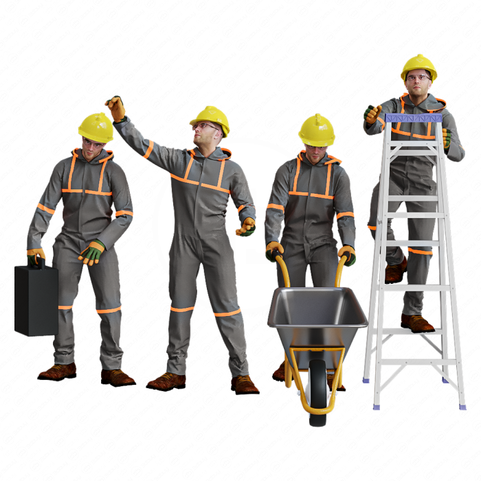 Рабочий человек 4 позы Рабочий человек 4 позы