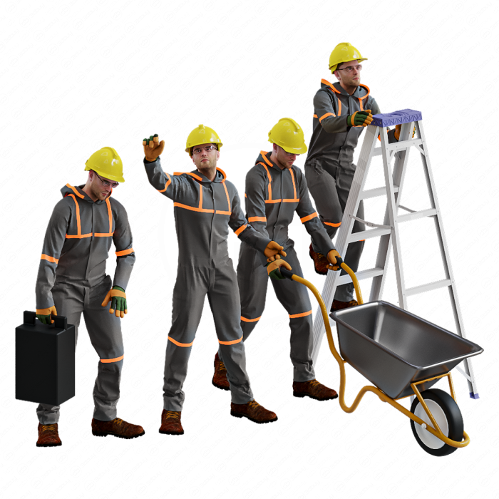 Рабочий человек 4 позы Рабочий человек 4 позы