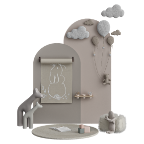 Decorative set for the nursery with a Huzzah doll