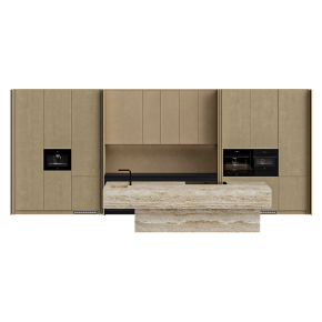 Кухня с островом песочного цвета