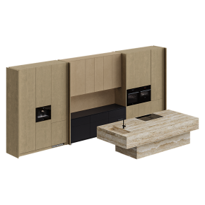 Кухня с островом песочного цвета