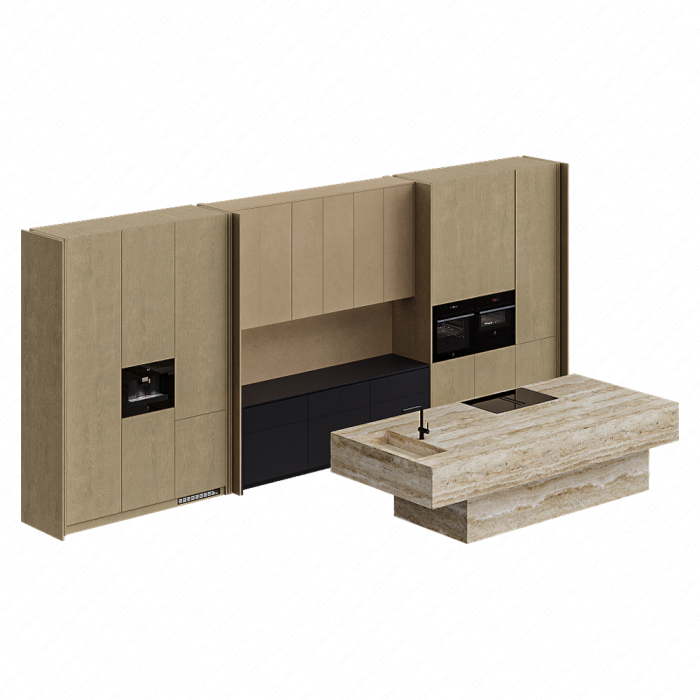 Кухня с островом песочного цвета Кухня с островом песочного цвета