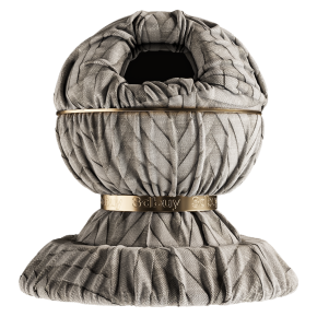 Gray and white diamond-pattern fabric.