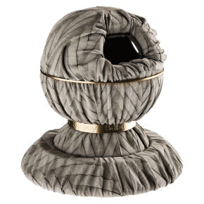 Gray and white diamond-pattern fabric.